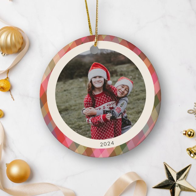 Adorno De Cerámica Diagonal Retro de Navidad Cuadro Foto Bonita 2024 (Subido por el creador)