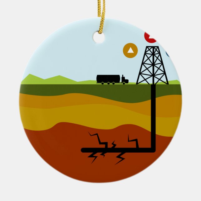 Adorno De Cerámica Diagrama del aceite de Fracking (Frente)