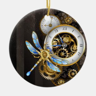 Adorno De Cerámica Diales de Steampunk con libélula