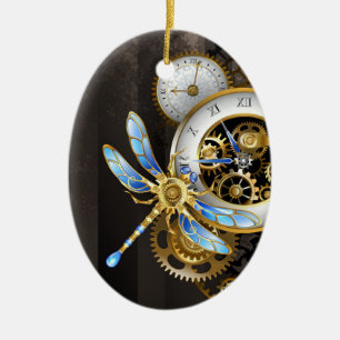 Adorno De Cerámica Diales de Steampunk con libélula