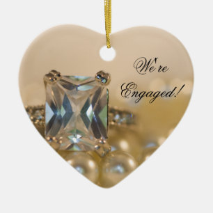 Adorno De Cerámica Diamante de la princesa y compromiso de las perlas