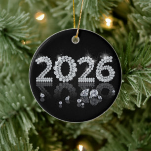 Adorno De Cerámica Diamantes Brillantes Año Nuevo 2026 Lujo