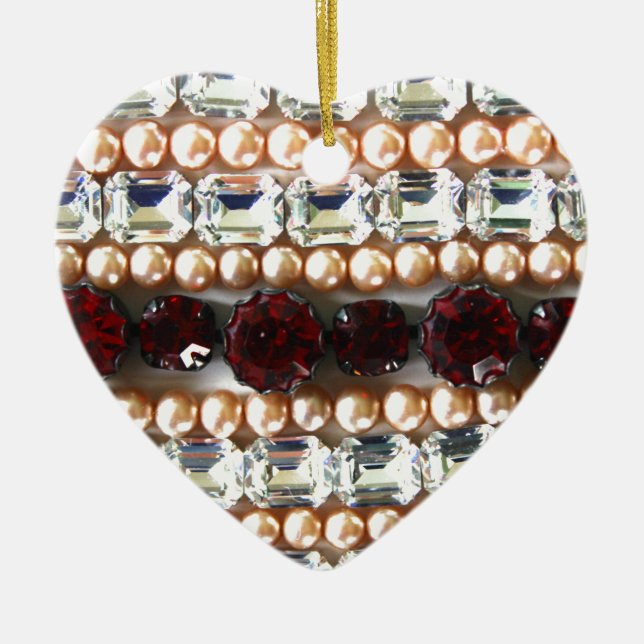 Adorno De Cerámica Diamantes de imitación y perlas - joyas antiguas (Frente)