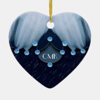 Adorno De Cerámica Diamantes y plumas azules de hielo