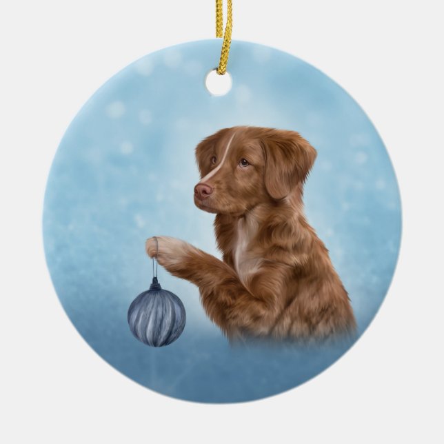 Adorno De Cerámica Dibujando al perro Nova Scotia Duck Tolling (Frente)