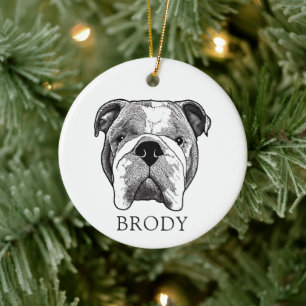 Adorno De Cerámica Dibujo a mano de bulldog personalizado