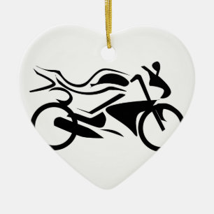 Adorno De Cerámica Dibujo abstracto de una moto