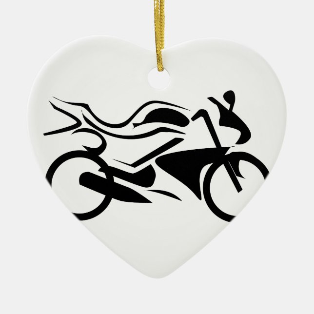 Adorno De Cerámica Dibujo abstracto de una moto (Frente)