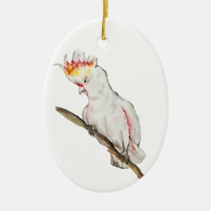 Adorno De Cerámica Dibujo acuarela de un loro de cacatúa