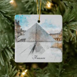 Adorno De Cerámica Dibujo acuarela del Louvre París, Francia