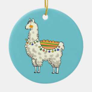 Adorno De Cerámica dibujo animado blanco lindo de la llama