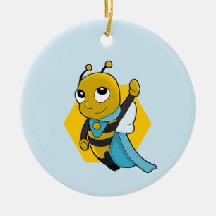 Adorno De Cerámica Dibujo animado de abeja superheroína
