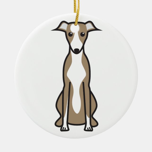 Adorno De Cerámica Dibujo animado del perro de Whippet (Frente)