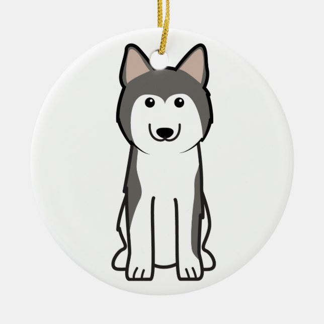 Adorno De Cerámica Dibujo animado del perro del husky siberiano (Frente)