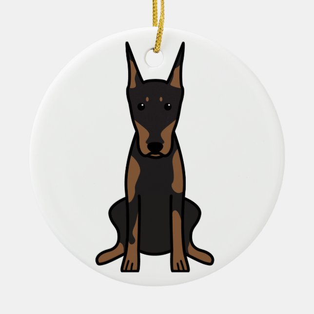 Adorno De Cerámica Dibujo animado del perro del Pinscher del Doberman (Frente)