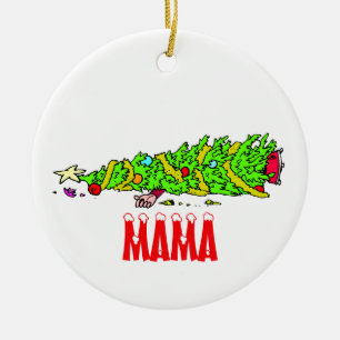 Adorno De Cerámica Dibujo animado divertido del árbol de navidad
