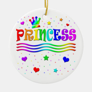 Adorno De Cerámica Dibujo animado lindo de corona de princesa arcoíri
