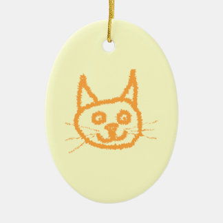 Adorno De Cerámica Dibujo animado lindo del gato del jengibre, en la