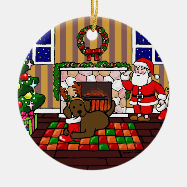 Adorno De Cerámica Dibujo animado personalizado del navidad del (Frente)