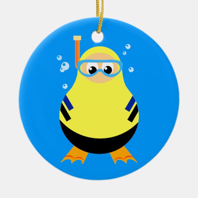 Adorno De Cerámica Dibujo animado Snorkeler del salto (Frente)