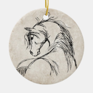 Adorno De Cerámica Dibujo artístico de la cabeza del caballo