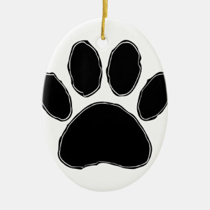 Adorno De Cerámica Dibujo de garras de perro en negro