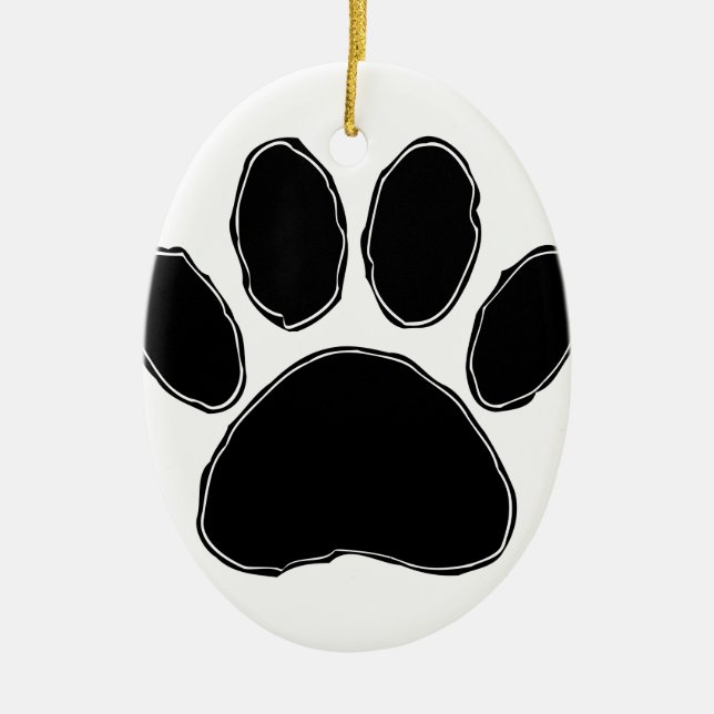 Adorno De Cerámica Dibujo de garras de perro en negro (Frente)