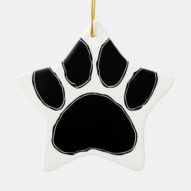 Adorno De Cerámica Dibujo de garras de perro en negro (Frente)