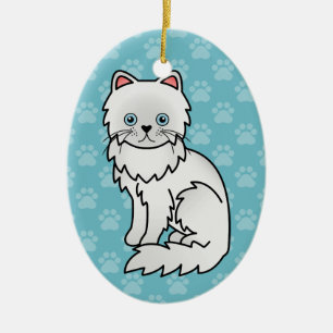 Adorno De Cerámica Dibujo de gato persa de ojos azules y pelaje blanc
