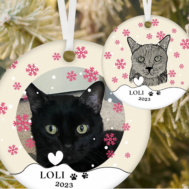 Adorno De Cerámica Dibujo de mano personalizado para gato negro (Subido por el creador)