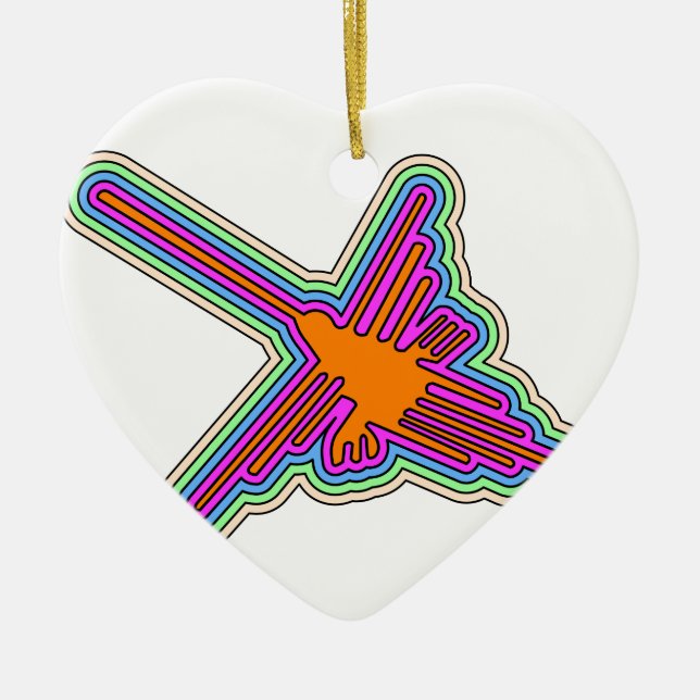 Adorno De Cerámica Dibujo de Nazca Hummingbird Perú (Frente)