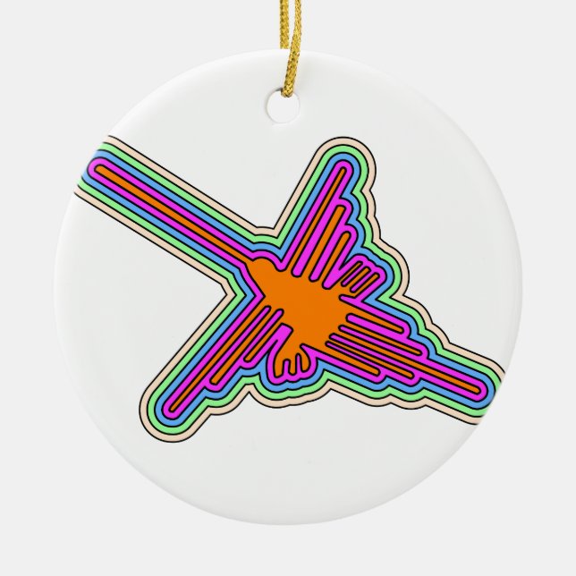 Adorno De Cerámica Dibujo de Nazca Hummingbird Perú (Frente)