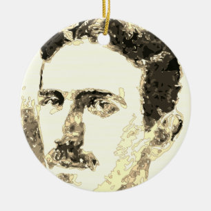 Adorno De Cerámica Dibujo De Nikola Tesla En Sepia