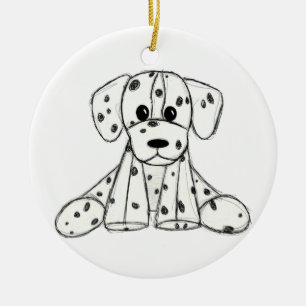 Adorno De Cerámica Dibujo de perro de peluche dálmata contorno simple