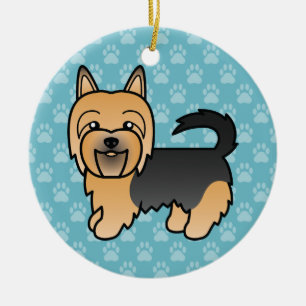Adorno De Cerámica Dibujo de perro Terrier Australiano de color azul