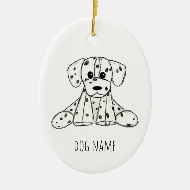 Adorno De Cerámica Dibujo de perros rellenos dálmatas esquema simple  (Frente)