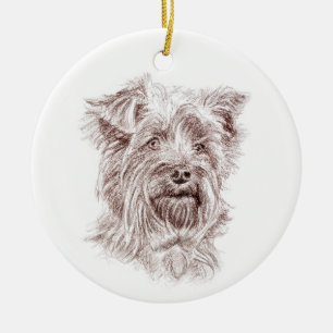 Adorno De Cerámica Dibujo de Yorkshire Terrier