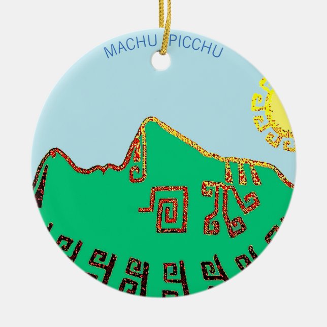 Adorno De Cerámica Dibujo elegante de Machu Picchu (Frente)