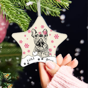 Adorno De Cerámica Dibujo manual personalizado de perro de Bulldog fr