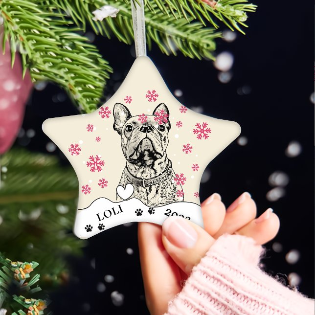 Adorno De Cerámica Dibujo manual personalizado de perro de Bulldog fr (Subido por el creador)