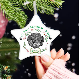 Adorno De Cerámica Dibujo manual personalizado de perro de Cavoodle g