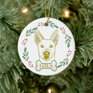 Adorno De Cerámica Dibujo manual personalizado de perro de Jindo