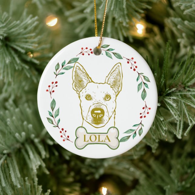 Adorno De Cerámica Dibujo manual personalizado de perro de Jindo (Árbol)