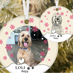 Adorno De Cerámica Dibujo manual personalizado de perro goldendoodle