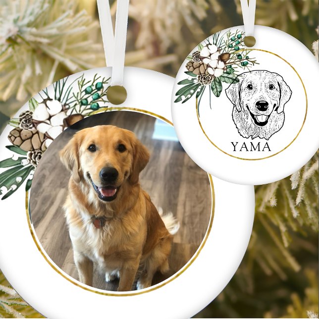 Adorno De Cerámica Dibujo personalizado de mano de perro con recupera (Subido por el creador)