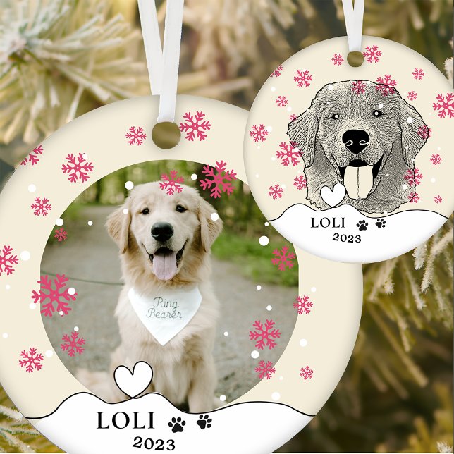 Adorno De Cerámica Dibujo personalizado de mano del perro con recuper (Subido por el creador)