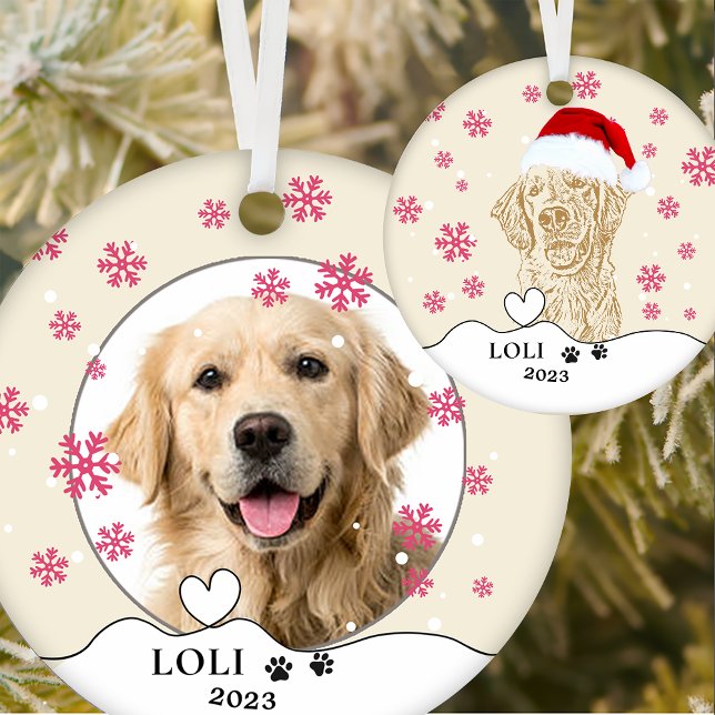 Adorno De Cerámica Dibujo personalizado de mano del perro con recuper (Subido por el creador)