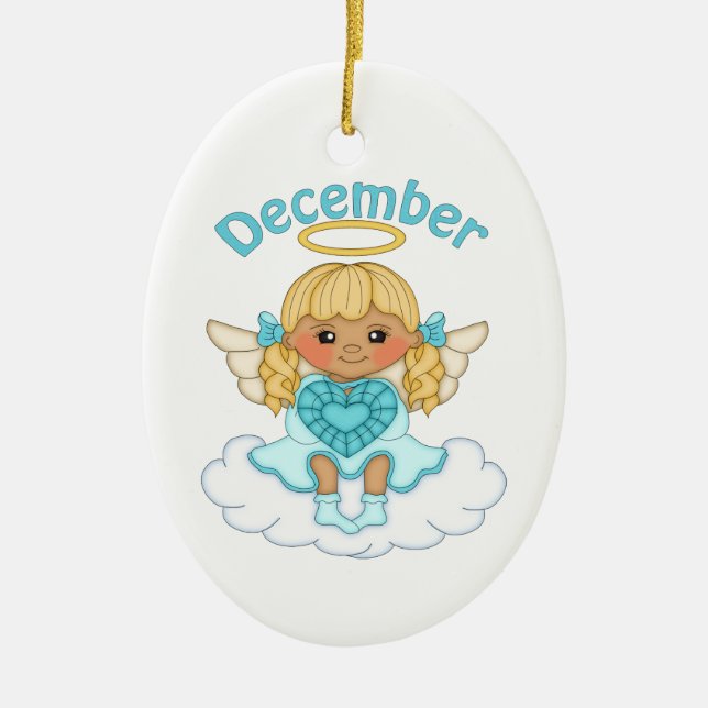 Adorno De Cerámica Diciembre Birthstone Angel Blonde (Frente)