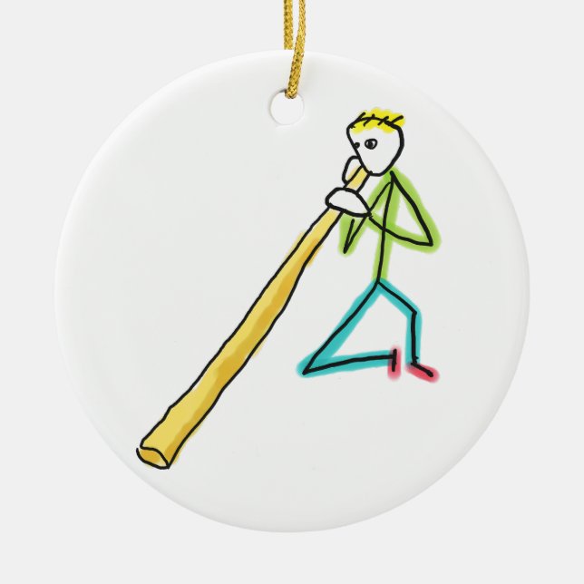 Adorno De Cerámica Didgeridoo Stickman (Frente)