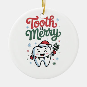 Adorno De Cerámica Diente Be Merry Dental Dentist Navidades Xmas